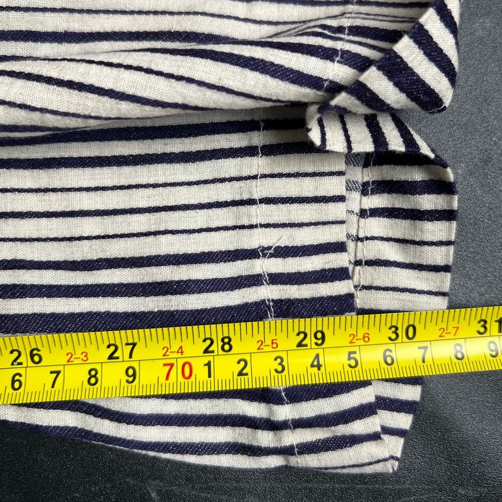 Just Living Casual Wide Striped Pants Large Cotton/Rayon Navy Blue - Picture 7 of 7